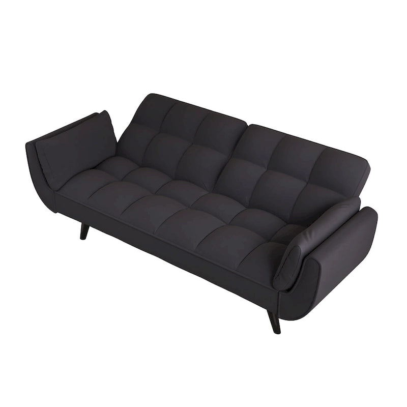 Divanetto letto trasformabile nero da 57" con schienale regolabile
