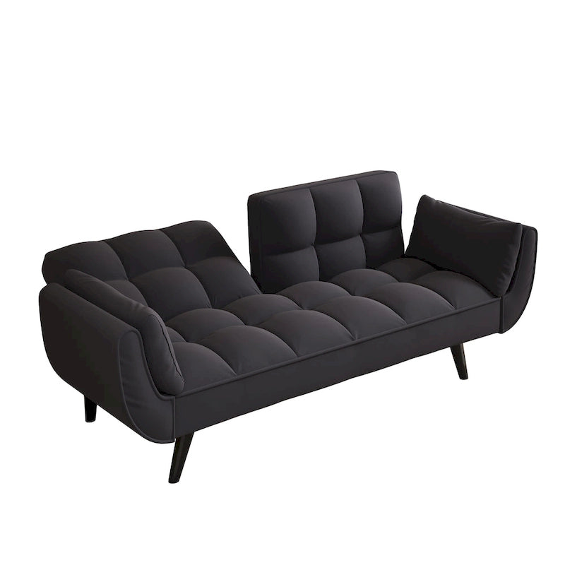 Divanetto letto trasformabile nero da 57" con schienale regolabile