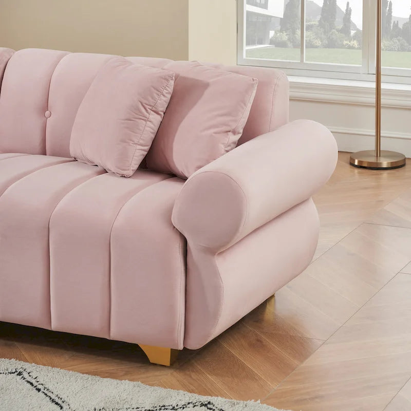 Pink 89 Velvet 3-Seater Sofa with Spring-Wrapped Cushions