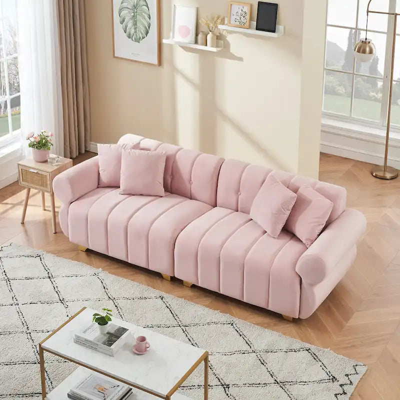 Pink 89 Velvet 3-Seater Sofa with Spring-Wrapped Cushions