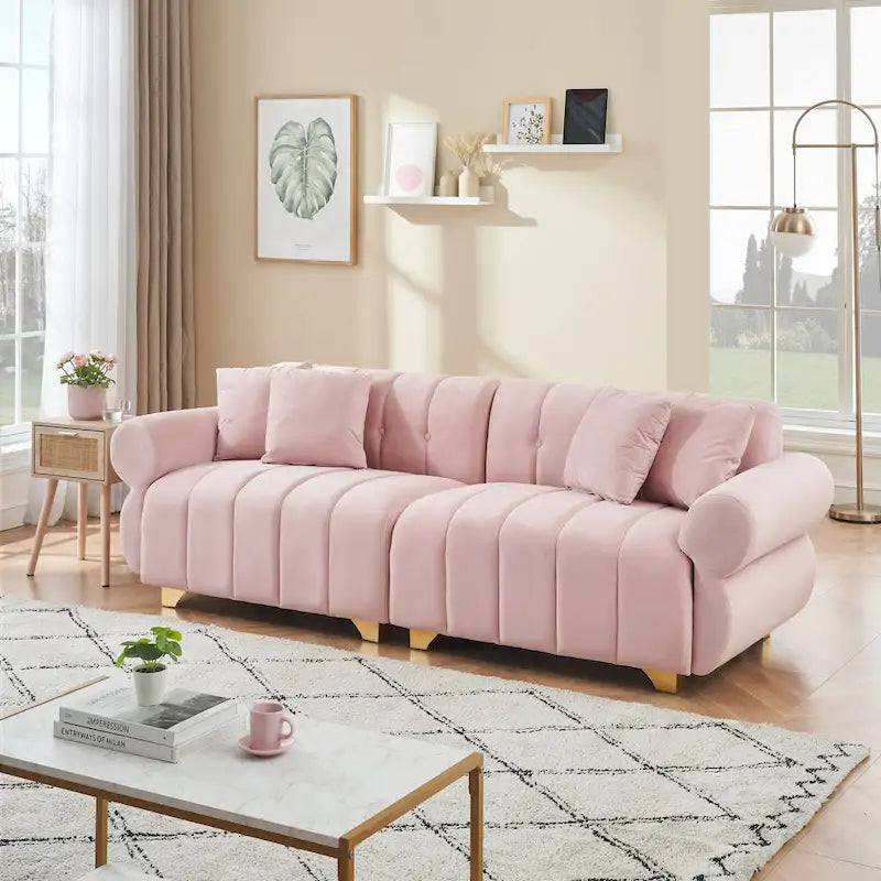 Pink 89 Velvet 3-Seater Sofa with Spring-Wrapped Cushions
