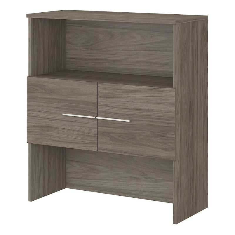 36W Bookcase Hutch with Open Shelves and Cabinet Storage