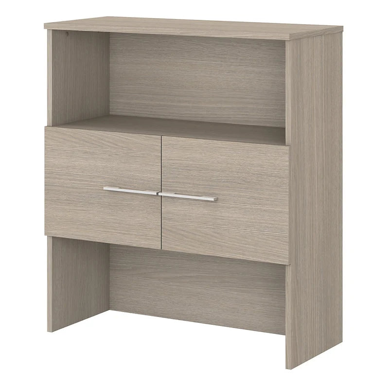 36W Bookcase Hutch with Open Shelves and Cabinet Storage