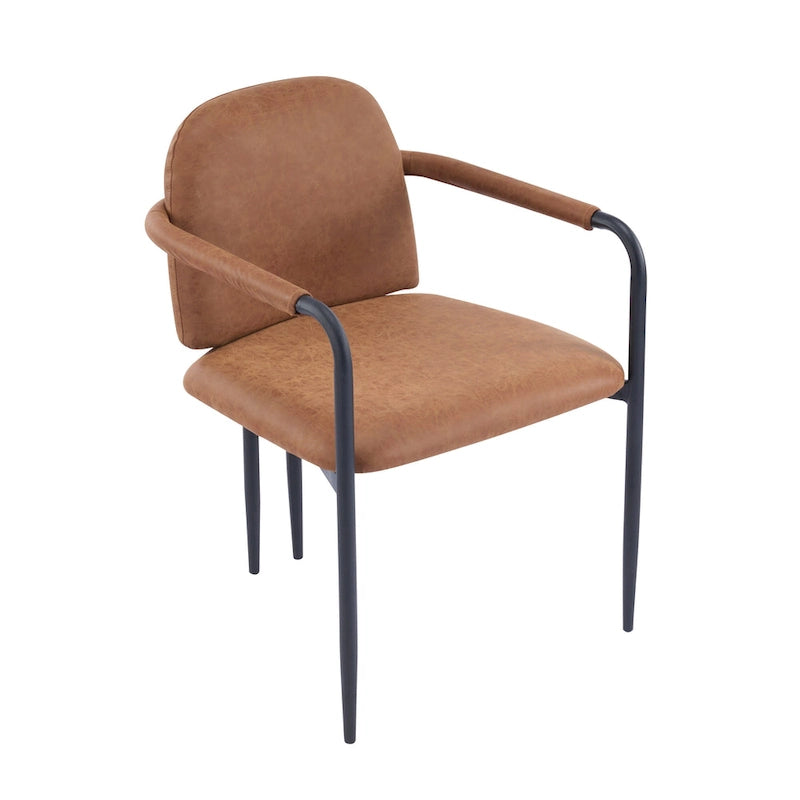 Modern Upholstered Fabric Dining Chairs with Iron Frame Set of 2