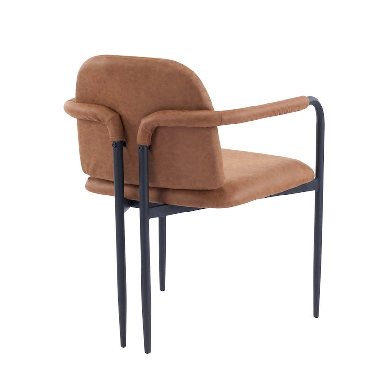 Modern Upholstered Fabric Dining Chairs with Iron Frame Set of 2