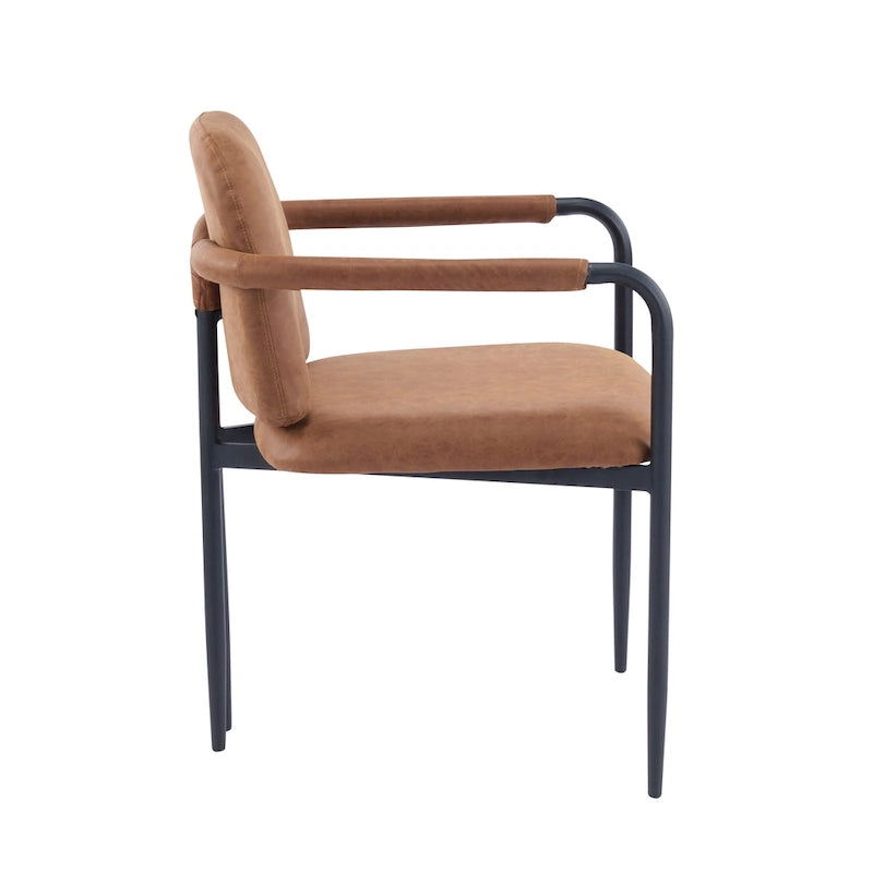 Modern Upholstered Fabric Dining Chairs with Iron Frame Set of 2