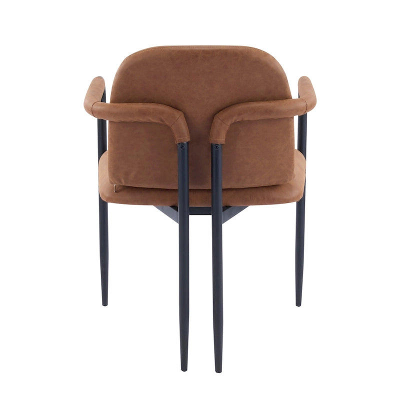 Modern Upholstered Fabric Dining Chairs with Iron Frame Set of 2