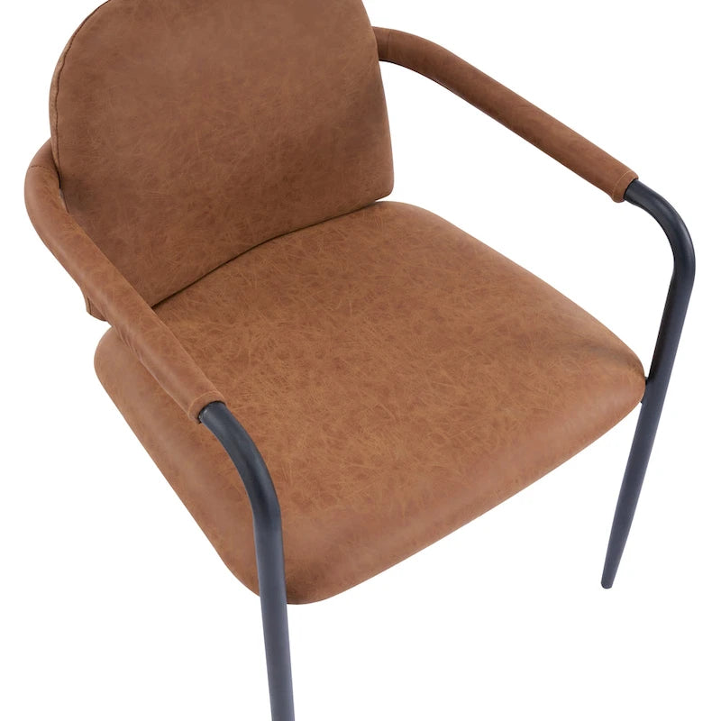 Modern Upholstered Fabric Dining Chairs with Iron Frame Set of 2