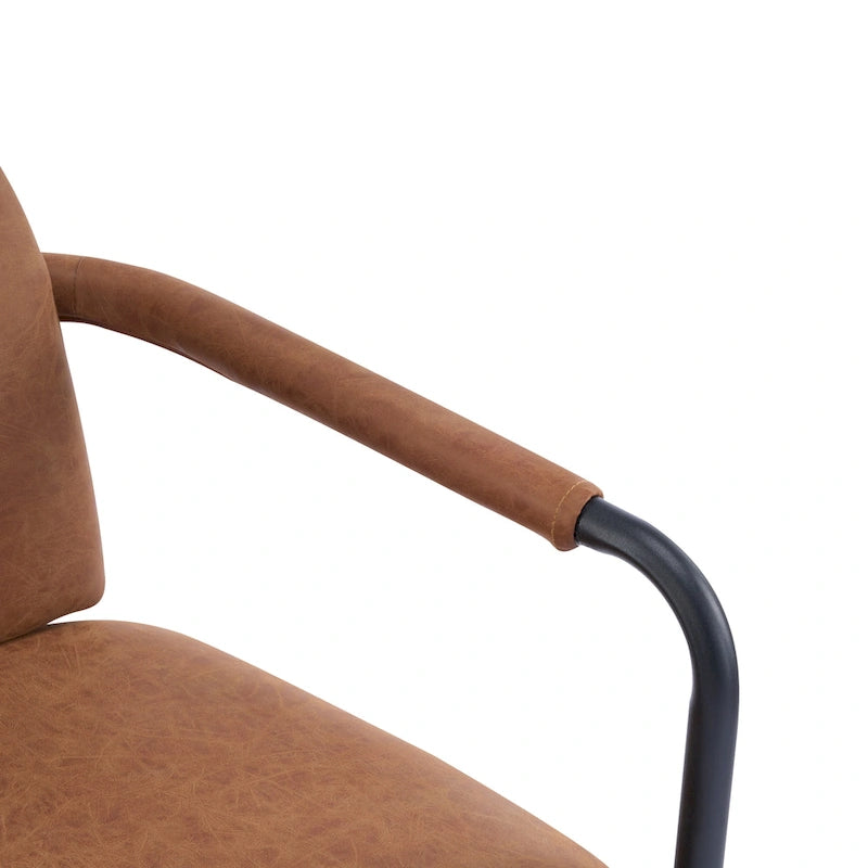 Modern Upholstered Fabric Dining Chairs with Iron Frame Set of 2