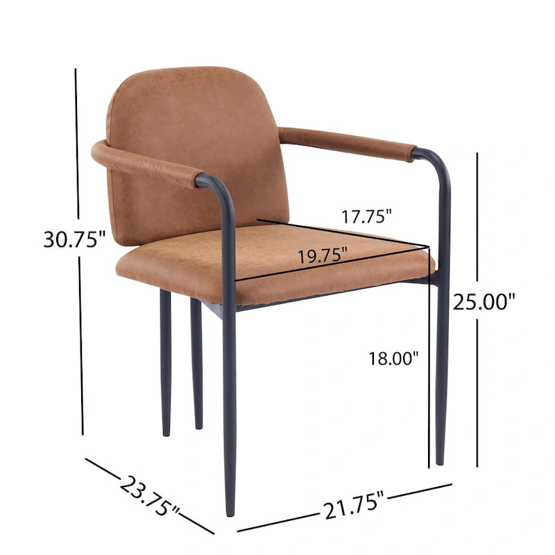 Modern Upholstered Fabric Dining Chairs with Iron Frame Set of 2
