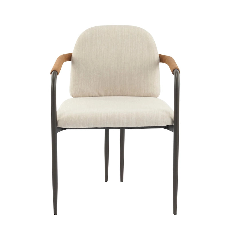 Modern Upholstered Fabric Dining Chairs with Iron Frame Set of 2