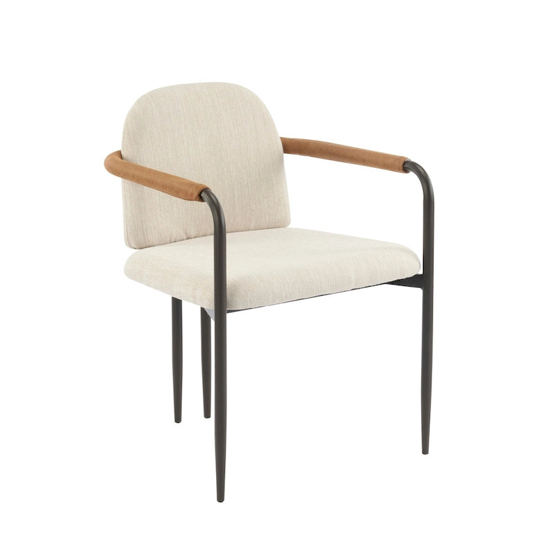 Modern Upholstered Fabric Dining Chairs with Iron Frame Set of 2