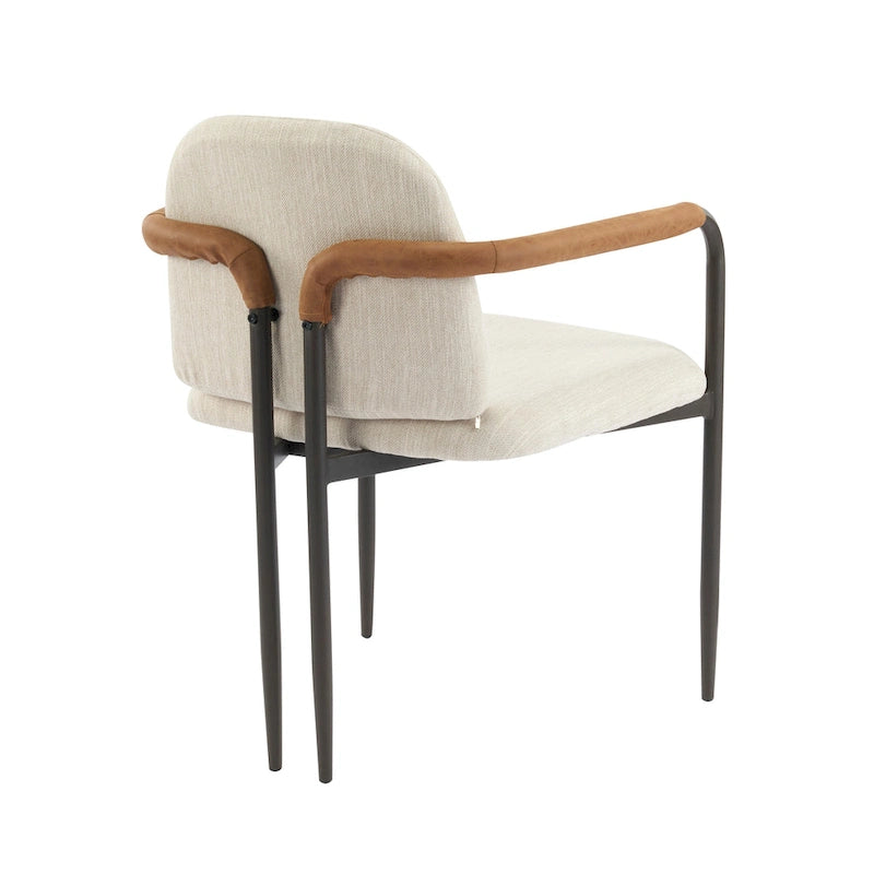 Modern Upholstered Fabric Dining Chairs with Iron Frame Set of 2