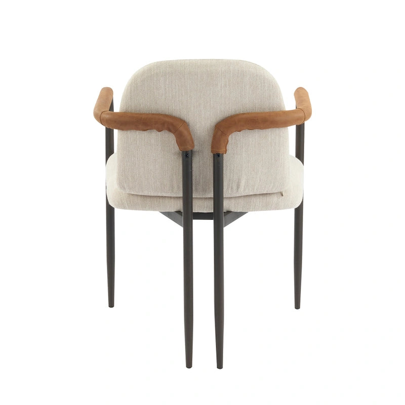 Modern Upholstered Fabric Dining Chairs with Iron Frame Set of 2