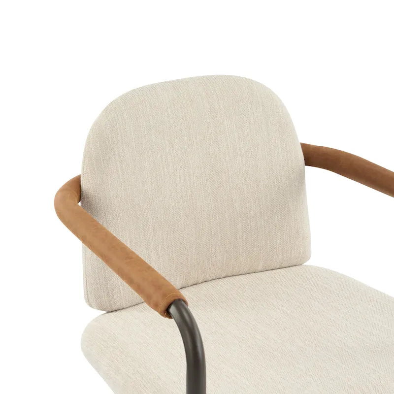 Modern Upholstered Fabric Dining Chairs with Iron Frame Set of 2