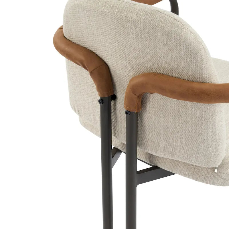 Modern Upholstered Fabric Dining Chairs with Iron Frame Set of 2