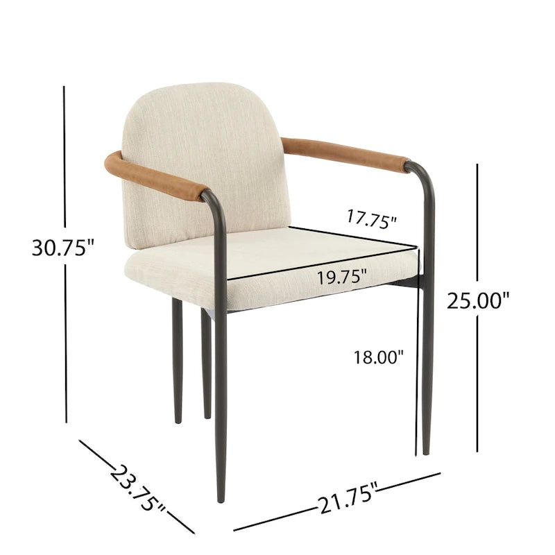 Modern Upholstered Fabric Dining Chairs with Iron Frame Set of 2
