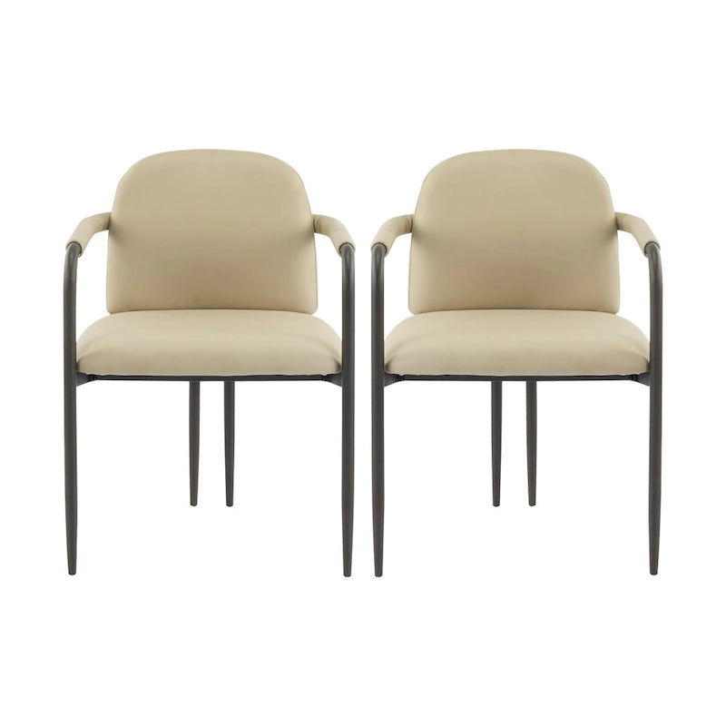 Modern Upholstered Fabric Dining Chairs with Iron Frame Set of 2
