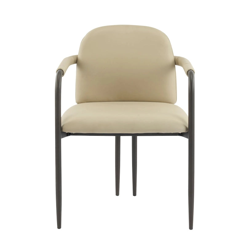 Modern Upholstered Fabric Dining Chairs with Iron Frame Set of 2