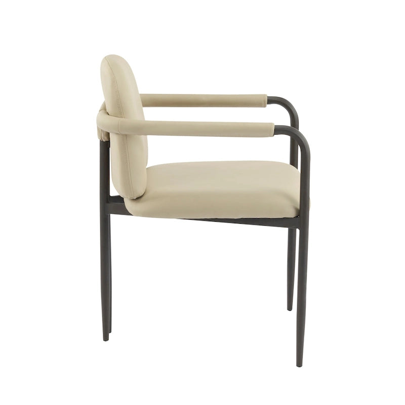 Modern Upholstered Fabric Dining Chairs with Iron Frame Set of 2