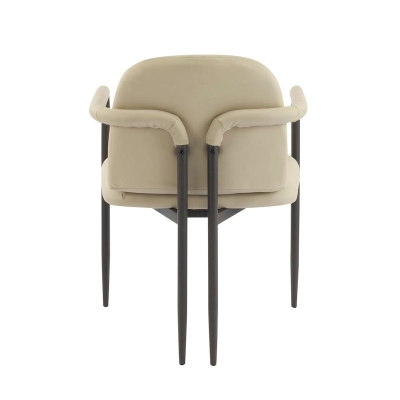 Modern Upholstered Fabric Dining Chairs with Iron Frame Set of 2