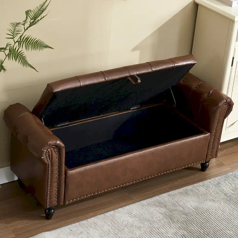 Gestoffeerde opbergbank/voetenbank van 55.12", met knopen, draagvermogen 275lbs, voor woonkamer en slaapkamer