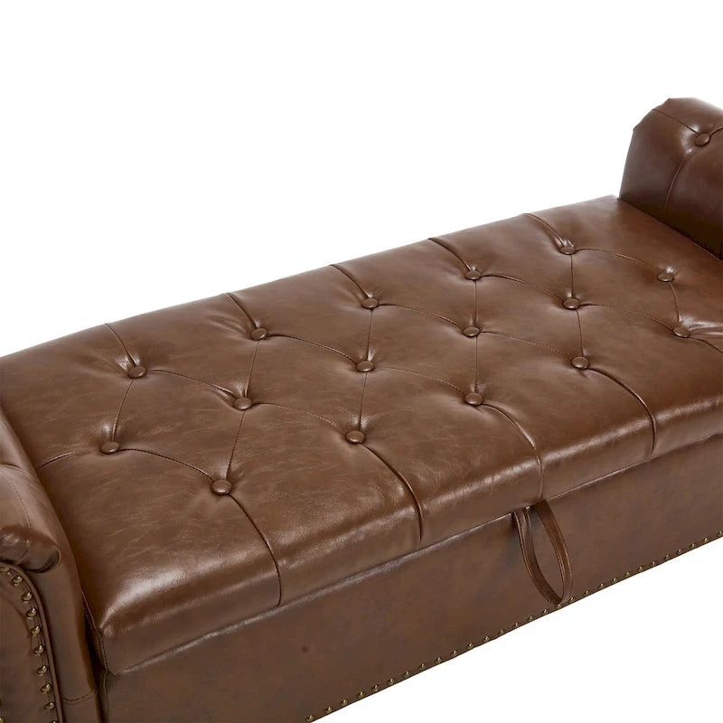 Gestoffeerde opbergbank/voetenbank van 55.12", met knopen, draagvermogen 275lbs, voor woonkamer en slaapkamer