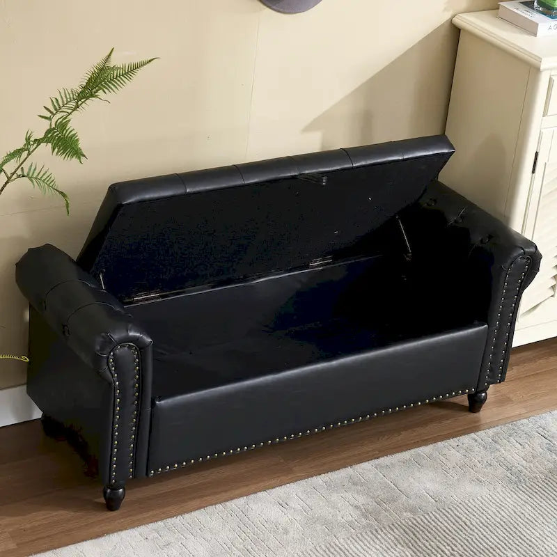 Gestoffeerde opbergbank/voetenbank van 55.12", met knopen, draagvermogen 275lbs, voor woonkamer en slaapkamer
