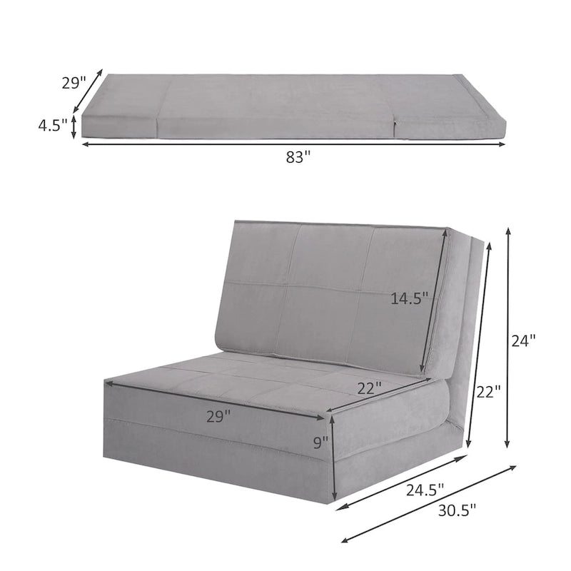 Convertible Fold Down Chair Flip Out Lounger Sleeper Bed Couch