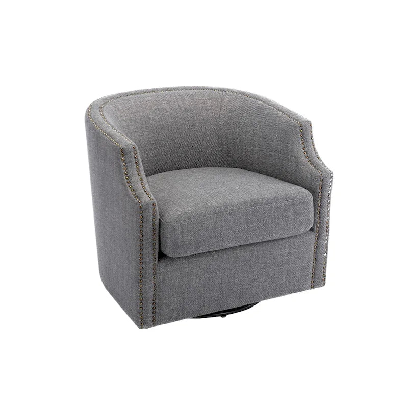PU Leather Upholstered 360-Degree Swivel Barrel Accent Chair for Living Room