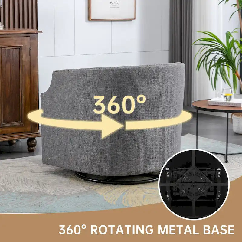 PU Leather Upholstered 360-Degree Swivel Barrel Accent Chair for Living Room
