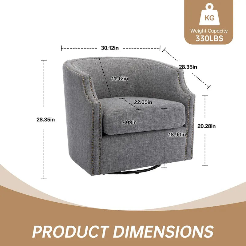 PU Leather Upholstered 360-Degree Swivel Barrel Accent Chair for Living Room