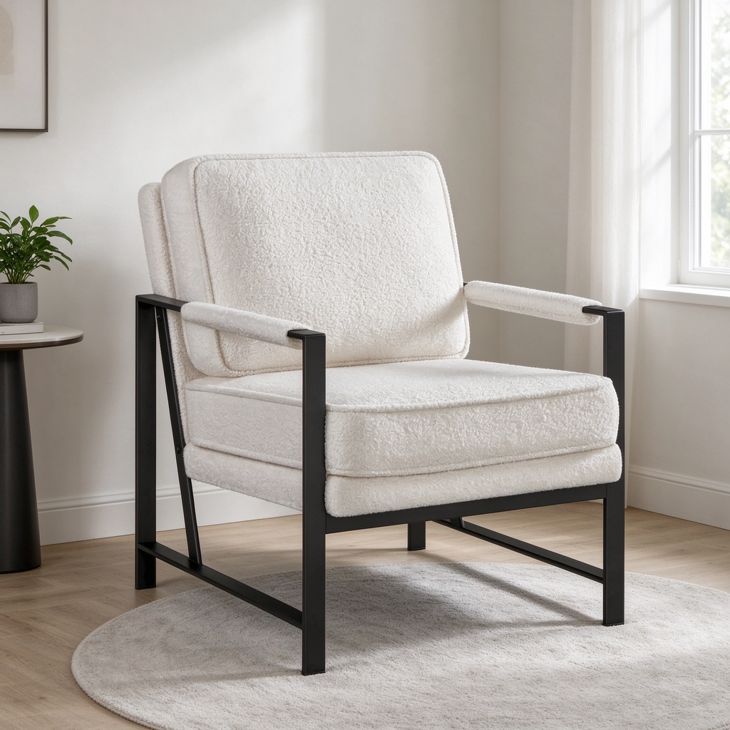 Accent Chair Retro Faux Leather Lounge Chair