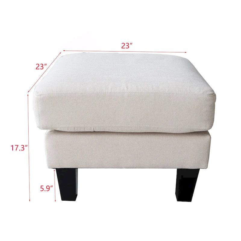 Fabric Upholstered Ottoman Storage Footrest Modern Living Room Style