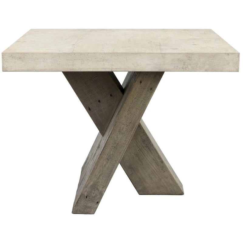 Rustikaler Beistelltisch aus recyceltem Kiefernholz und Betonlaminat mit Used-Look-Oberfläche