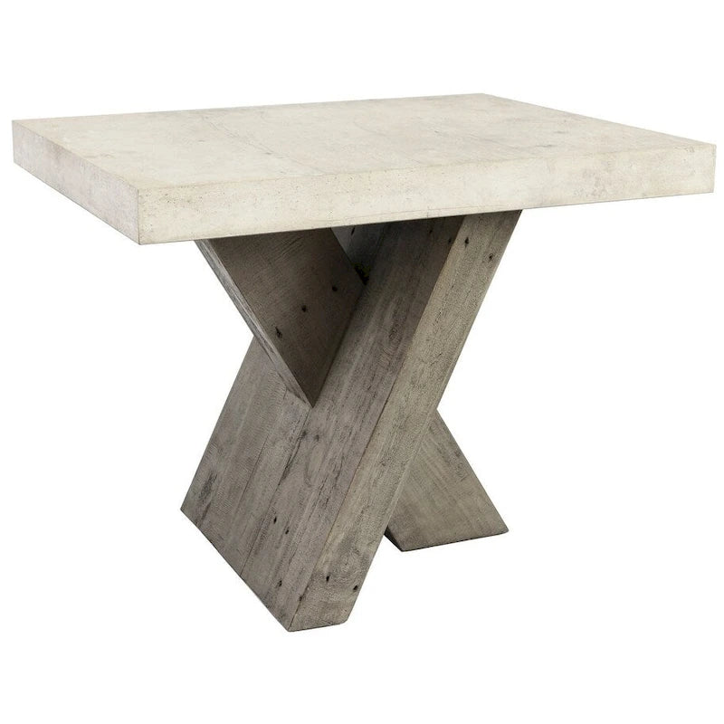 Rustikaler Beistelltisch aus recyceltem Kiefernholz und Betonlaminat mit Used-Look-Oberfläche