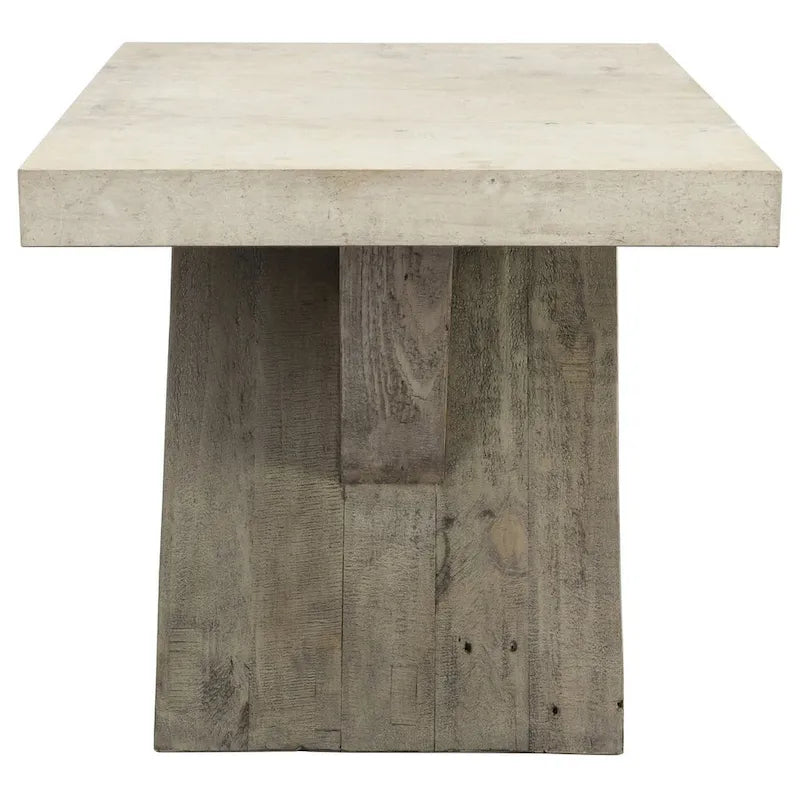 Rustikaler Beistelltisch aus recyceltem Kiefernholz und Betonlaminat mit Used-Look-Oberfläche