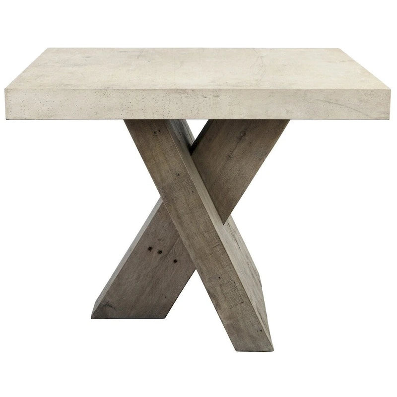 Rustikaler Beistelltisch aus recyceltem Kiefernholz und Betonlaminat mit Used-Look-Oberfläche