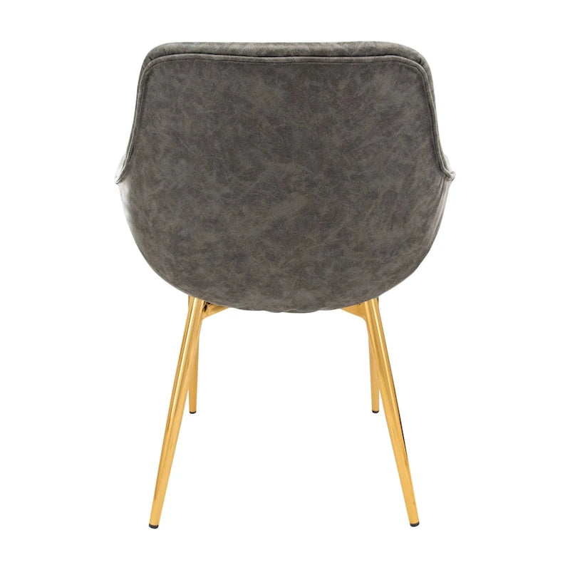 Chaise de salle à manger avec pieds en métal doré, lot de 2, marron clair