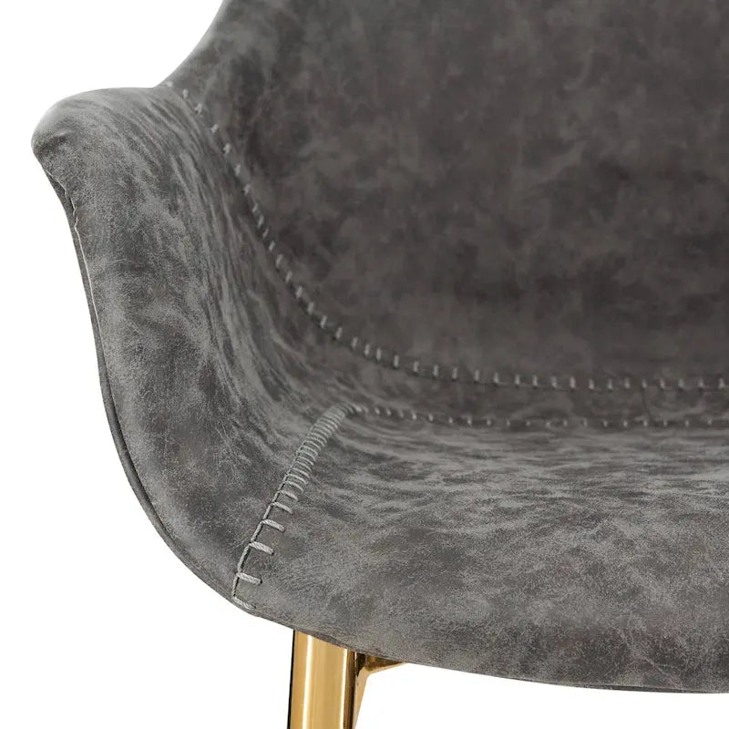 Chaise de salle à manger avec pieds en métal doré, lot de 2, marron clair