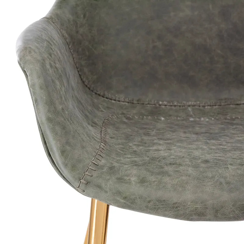 Chaise de salle à manger avec pieds en métal doré, lot de 2, marron clair