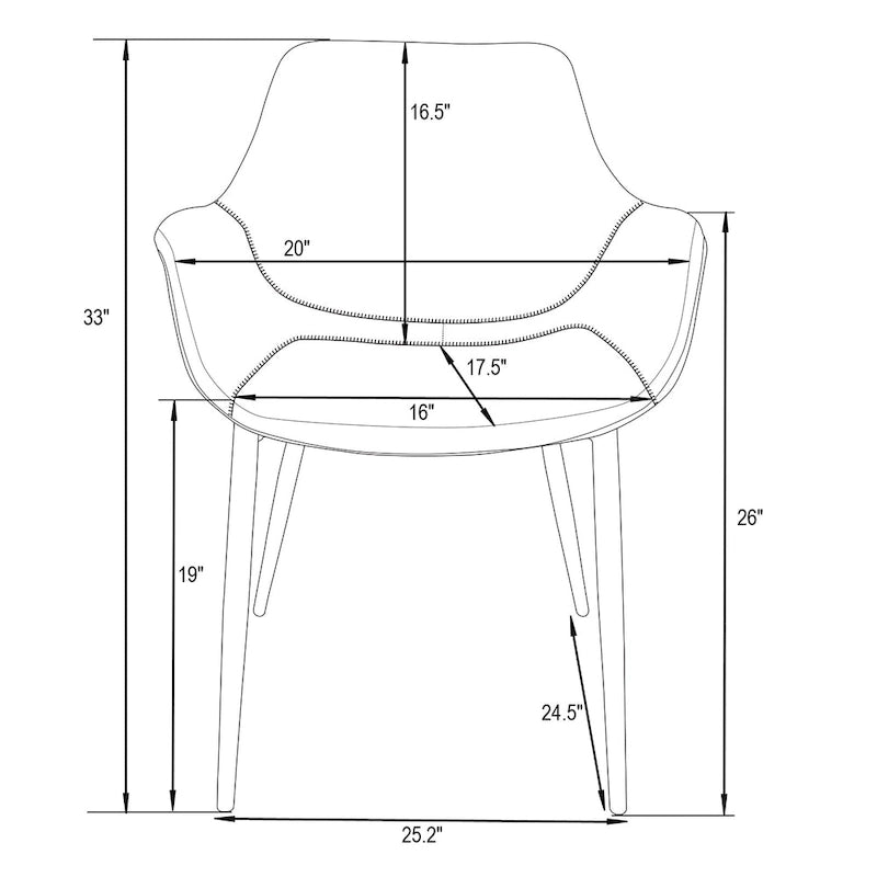 Chaise de salle à manger avec pieds en métal doré, lot de 2, marron clair