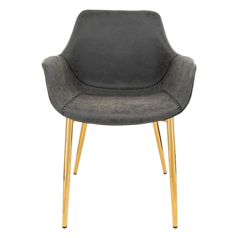 Chaise de salle à manger avec pieds en métal doré, lot de 2, marron clair