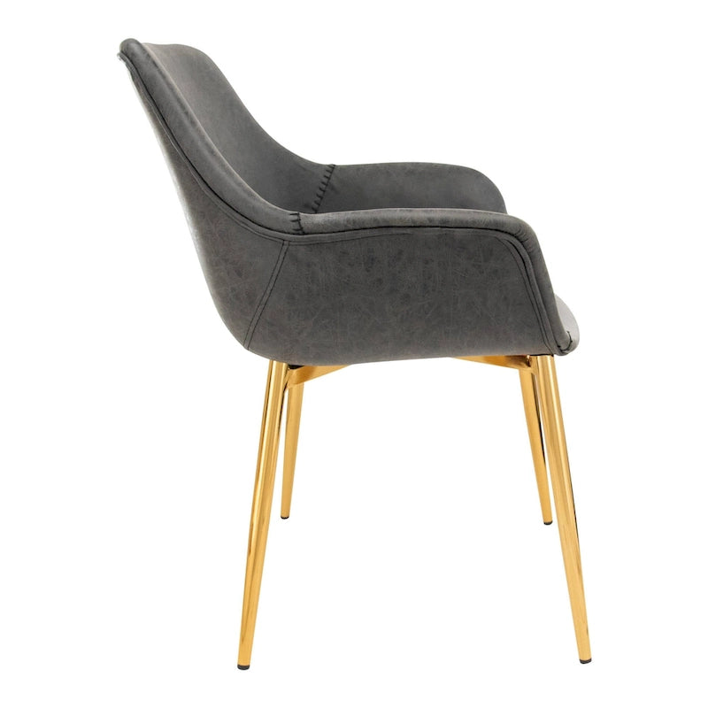 Chaise de salle à manger avec pieds en métal doré, lot de 2, marron clair