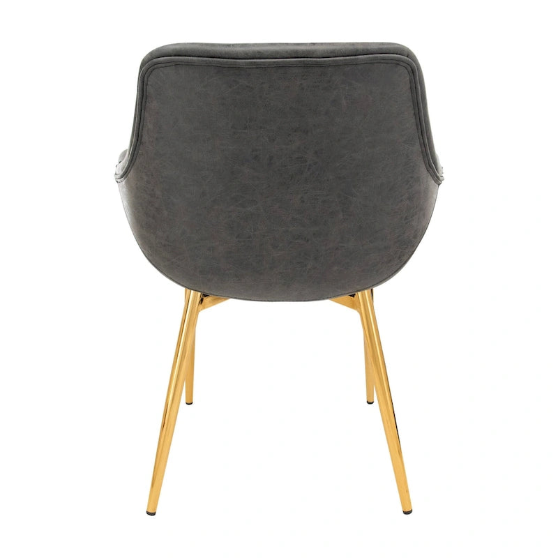Chaise de salle à manger avec pieds en métal doré, lot de 2, marron clair