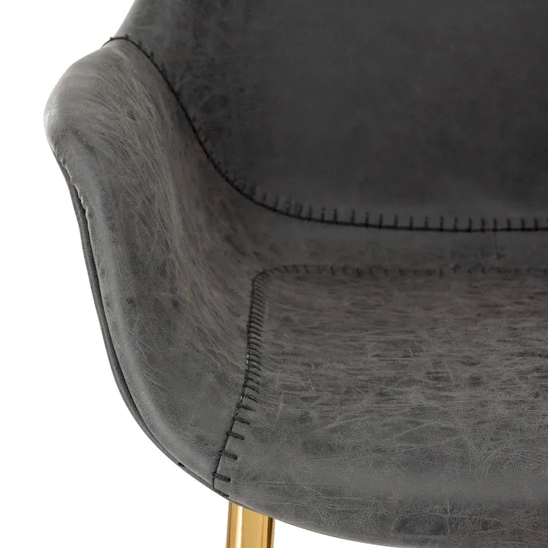 Chaise de salle à manger avec pieds en métal doré, lot de 2, marron clair