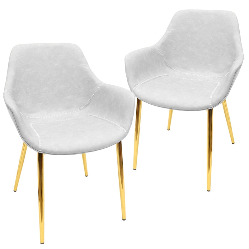 Chaise de salle à manger avec pieds en métal doré, lot de 2, marron clair