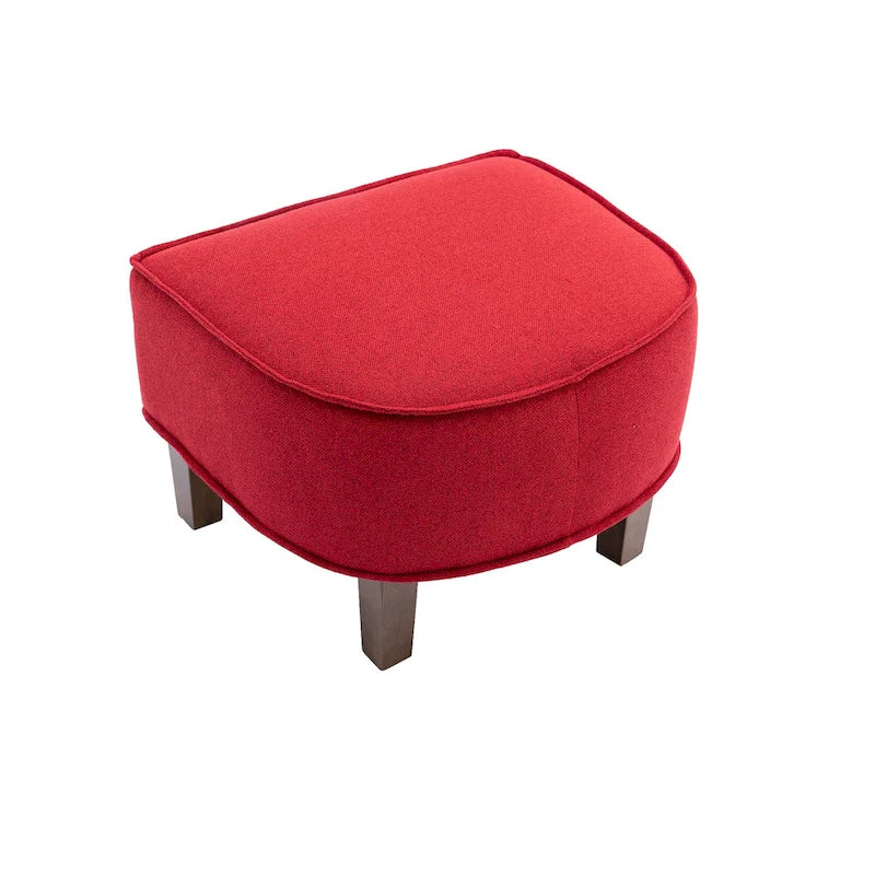 Polsterstuhl im Mid-Century-Stil mit Leinen-/Polyesterbezug und Ottomane