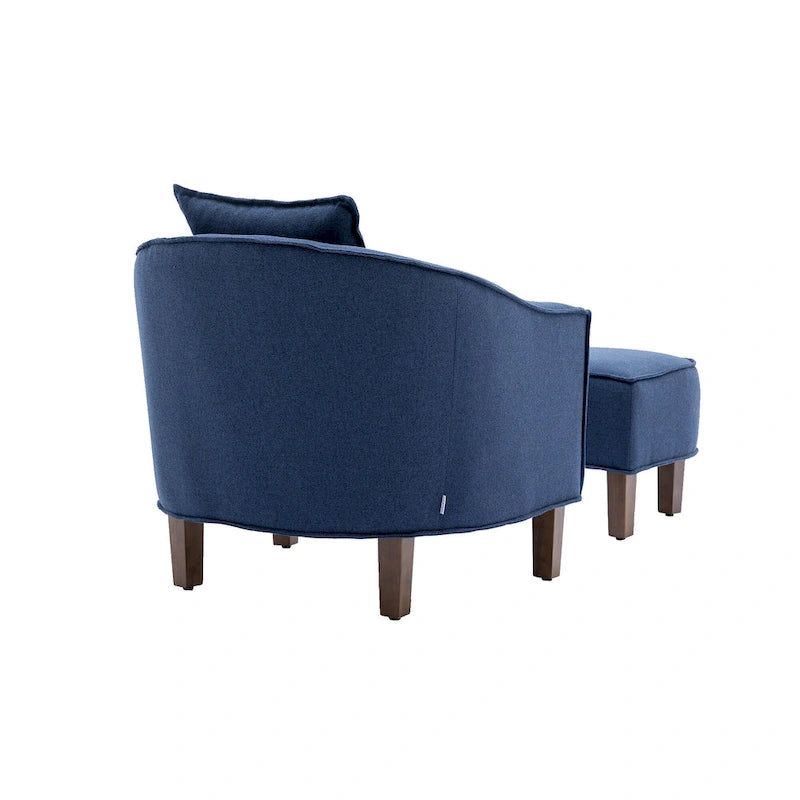 Polsterstuhl im Mid-Century-Stil mit Leinen-/Polyesterbezug und Ottomane