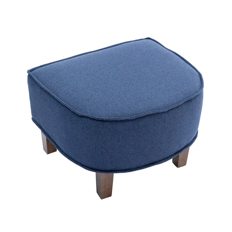 Polsterstuhl im Mid-Century-Stil mit Leinen-/Polyesterbezug und Ottomane